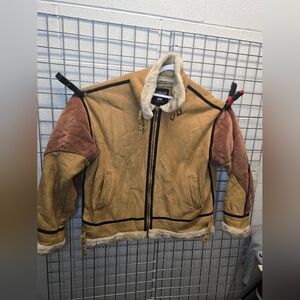 Men's Shearling Jacket with Brown and Tan Accents